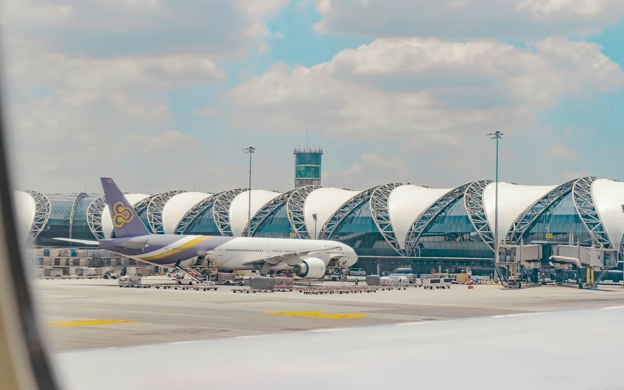Aircraft parked at the terminal at Bangkok's Suvarnabhumi Airport