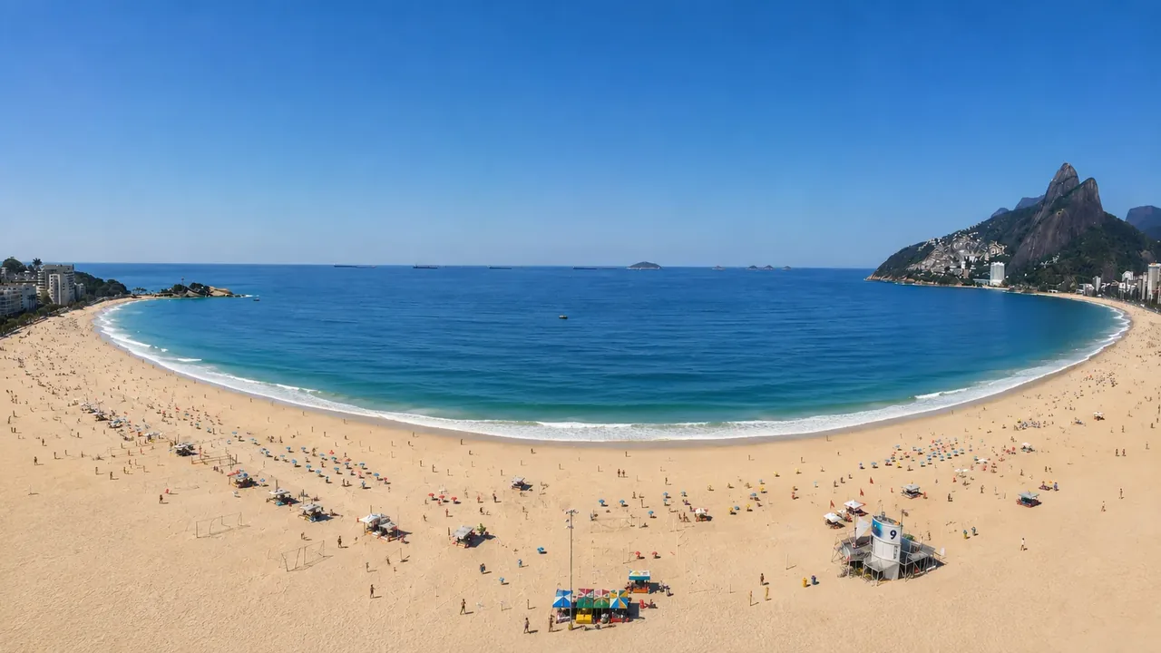 The enclosed curve of Praia Vermelha in Rio de Janeiro, with Sugarloaf rising at one end